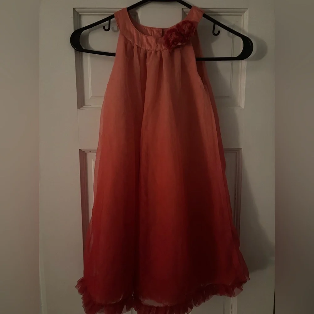 Cynthia Rowley Charming Coral Ombre Kids Dress with Floral Accent